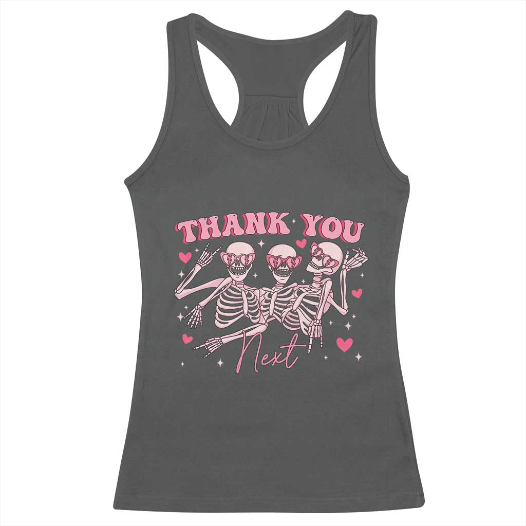 Funny Skeleton Anti Valentines Racerback Tank Top TS14 Dark Heather Print Your Wear