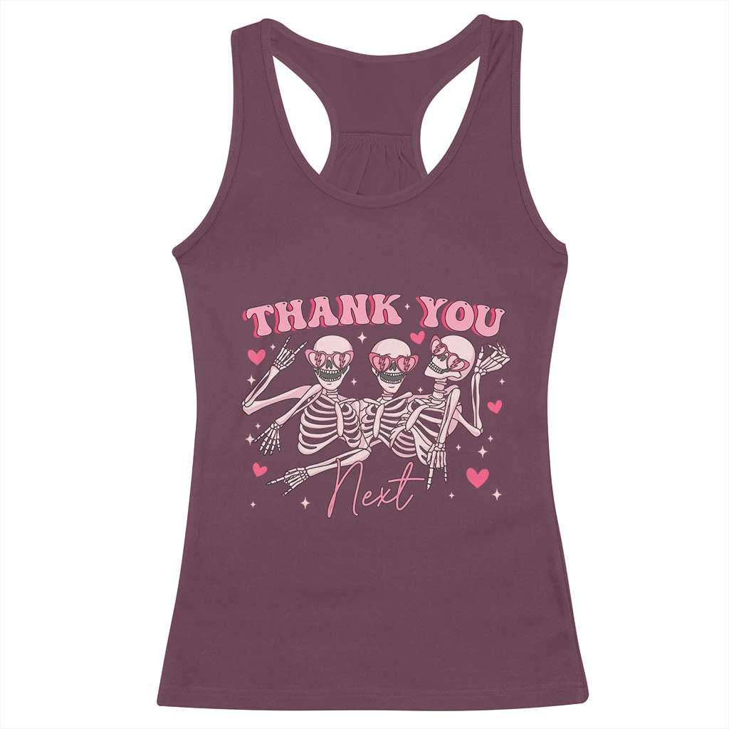 Funny Skeleton Anti Valentines Racerback Tank Top TS14 Maroon Print Your Wear