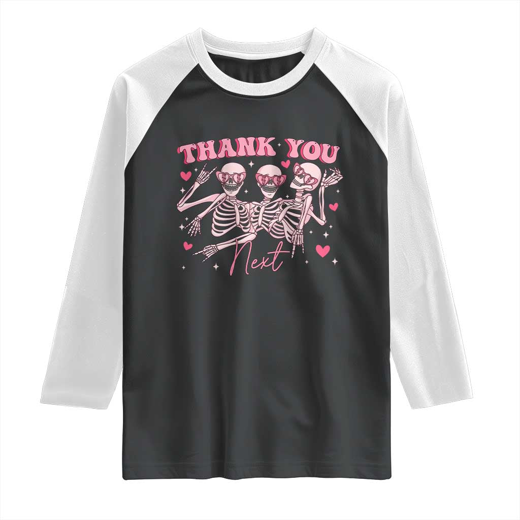 Funny Skeleton Anti Valentines Raglan Shirt TS14 Black White Print Your Wear
