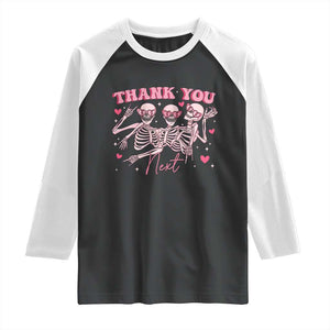 Funny Skeleton Anti Valentines Raglan Shirt TS14 Black White Print Your Wear