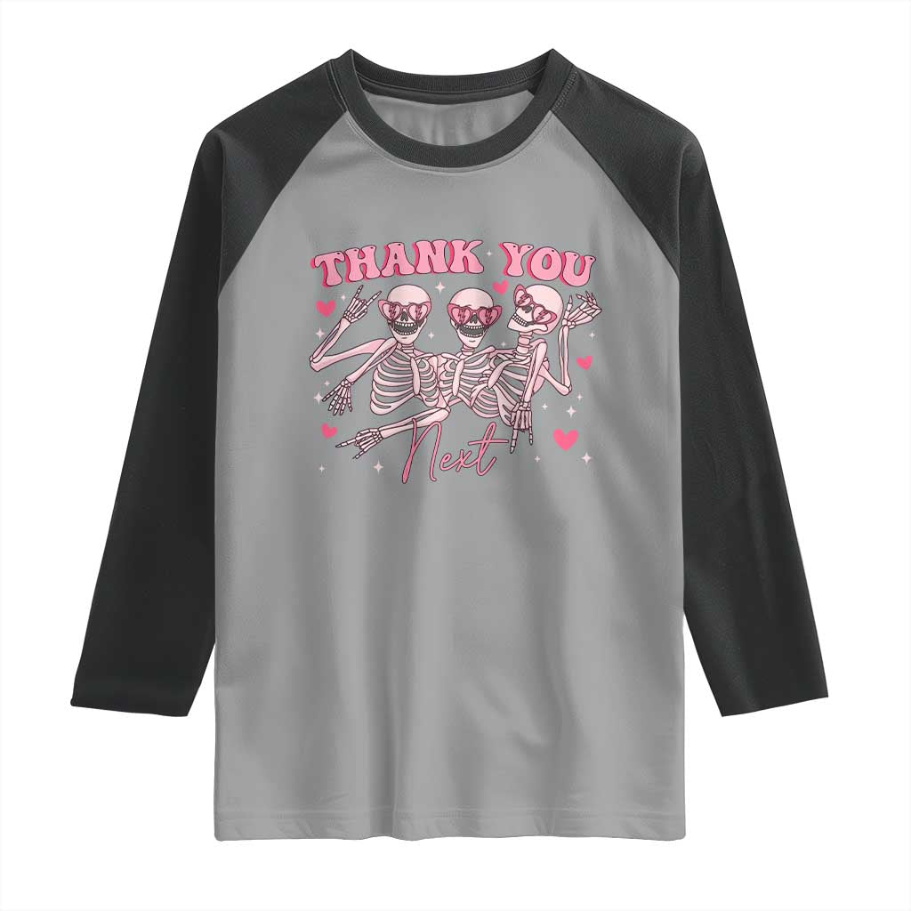 Funny Skeleton Anti Valentines Raglan Shirt TS14 Sport Gray Black Print Your Wear