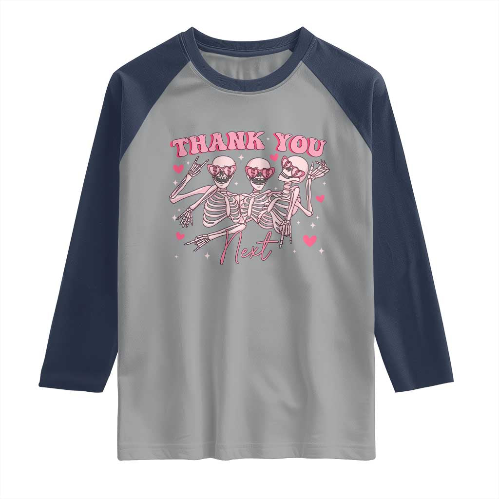 Funny Skeleton Anti Valentines Raglan Shirt TS14 Sport Gray Navy Print Your Wear