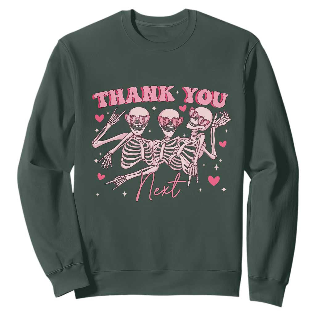 Funny Skeleton Anti Valentines Sweatshirt TS14 Dark Forest Green Print Your Wear
