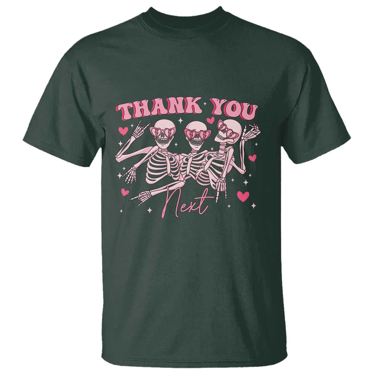 Funny Skeleton Anti Valentines T Shirt TS14 Dark Forest Green Print Your Wear