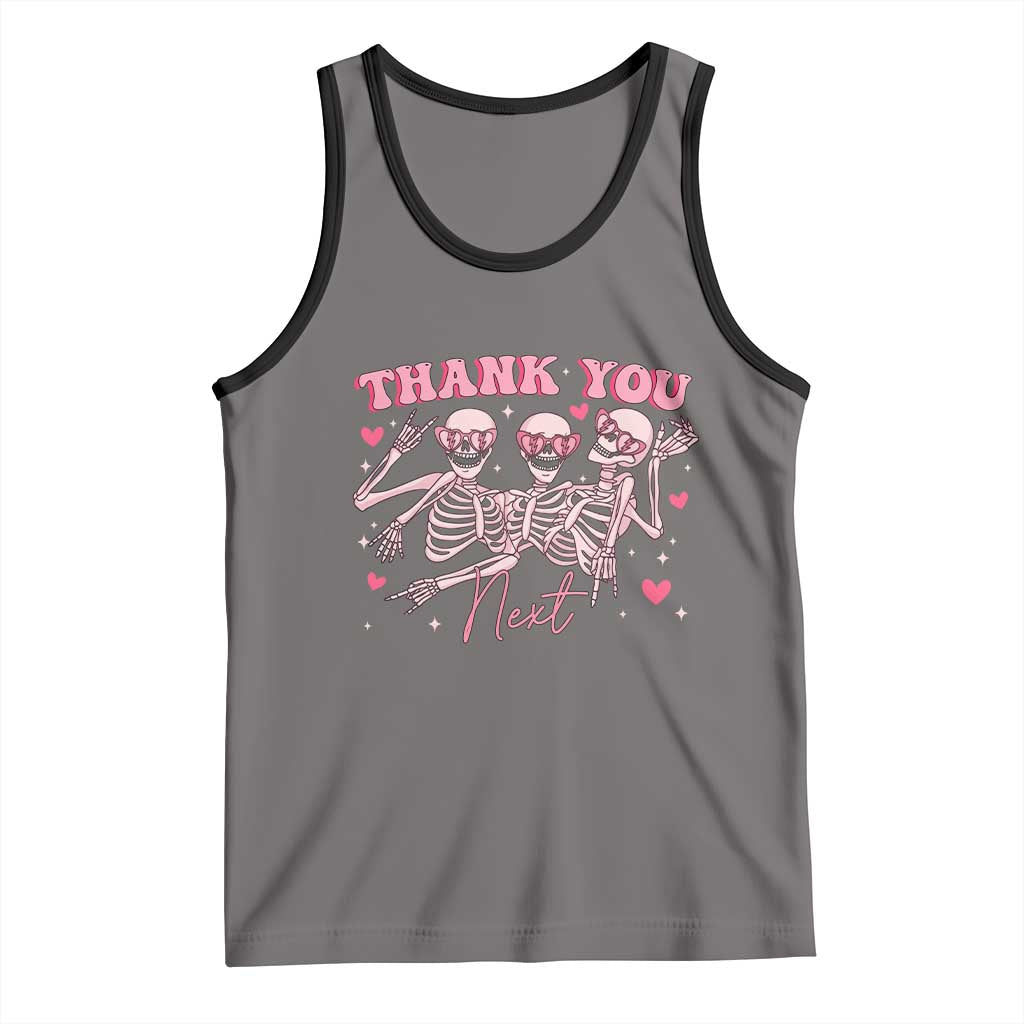 Funny Skeleton Anti Valentines Tank Top TS14 Deep Heather Black Print Your Wear