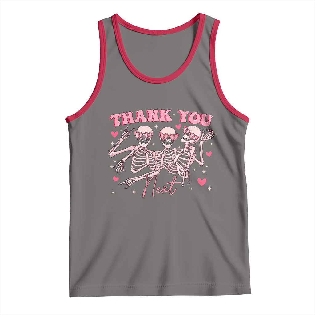 Funny Skeleton Anti Valentines Tank Top TS14 Deep Heather Red Print Your Wear