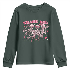 Funny Skeleton Anti Valentines Youth Sweatshirt TS14 Dark Forest Green Print Your Wear