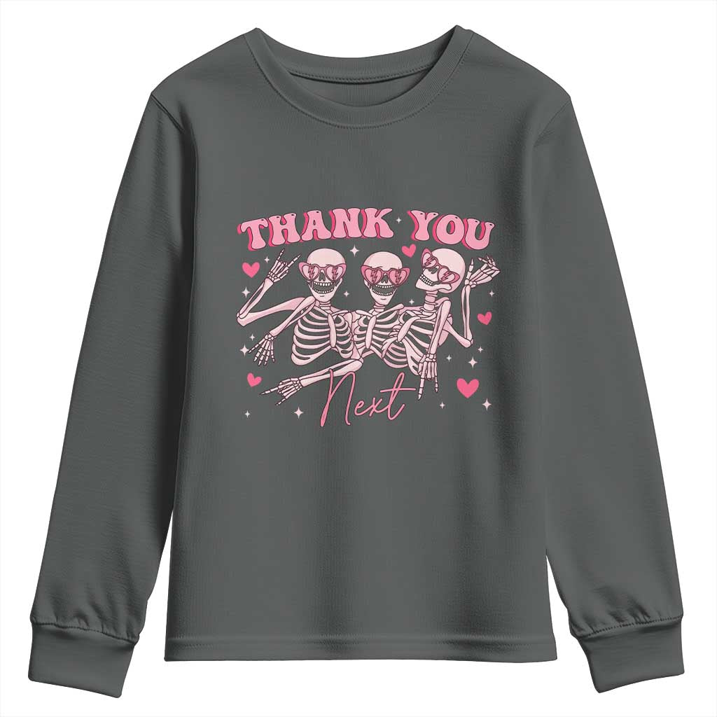 Funny Skeleton Anti Valentines Youth Sweatshirt TS14 Dark Heather Print Your Wear