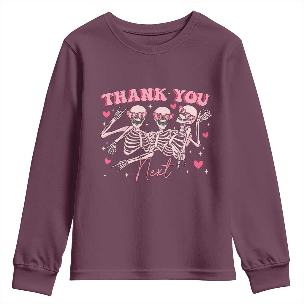 Funny Skeleton Anti Valentines Youth Sweatshirt TS14 Maroon Print Your Wear