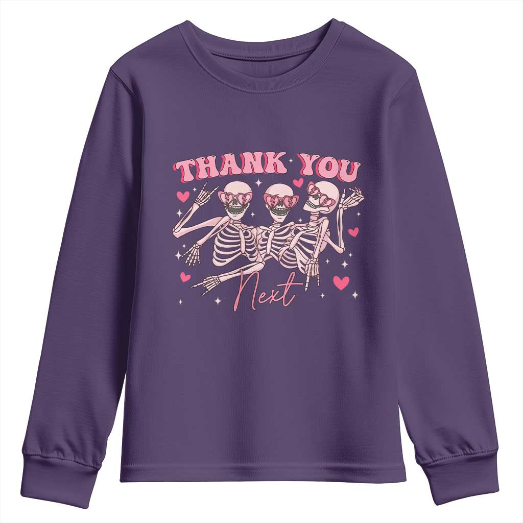 Funny Skeleton Anti Valentines Youth Sweatshirt TS14 Purple Print Your Wear