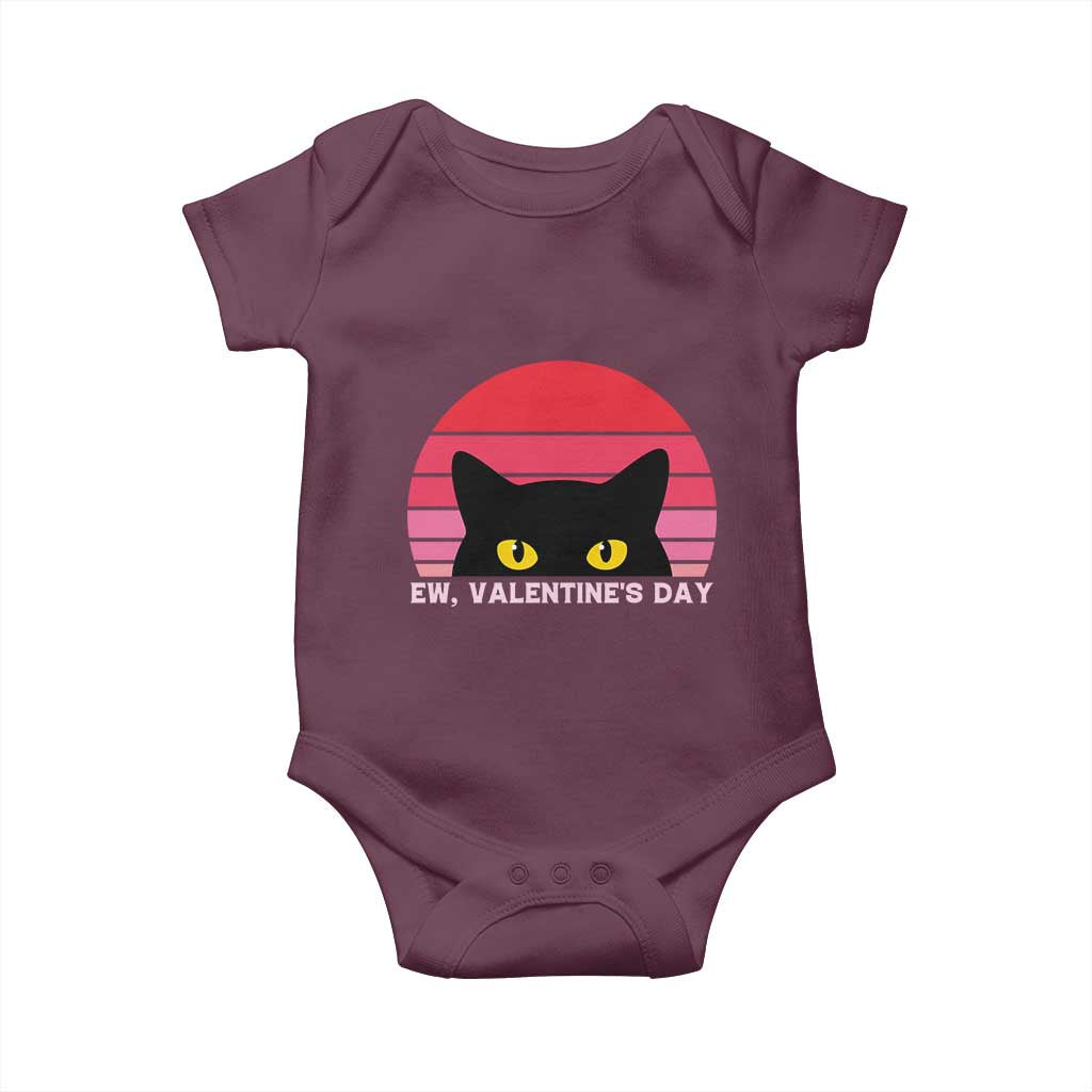 Funny Black Cat Anti Valentine Meme Baby Onesie TS14 Maroon Print Your Wear