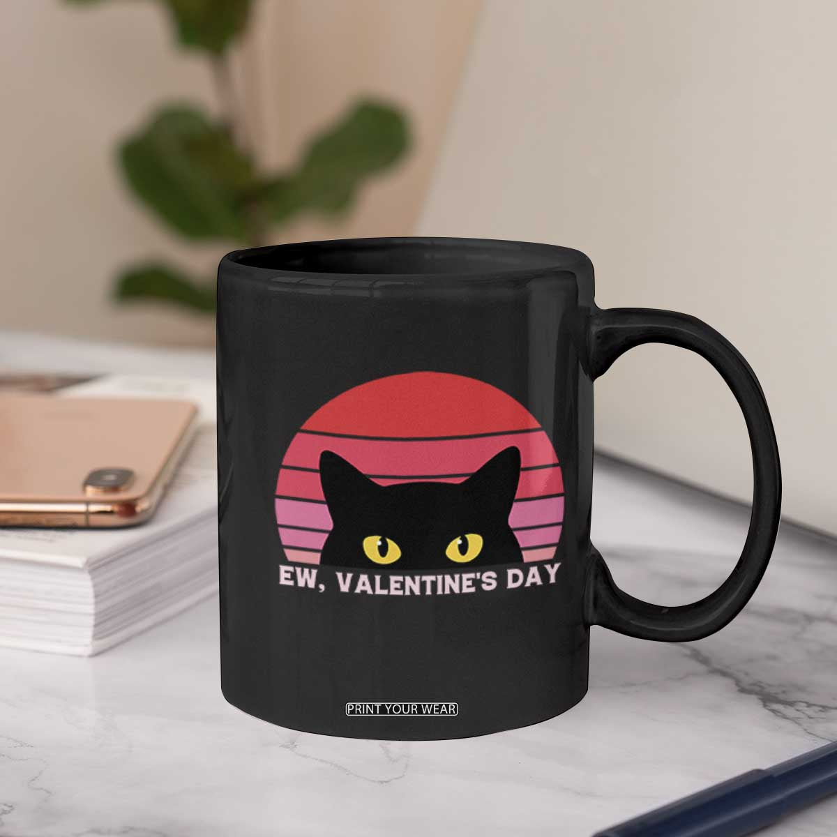 Funny Black Cat Anti Valentine Meme Coffee Mug TS14 Print Your Wear
