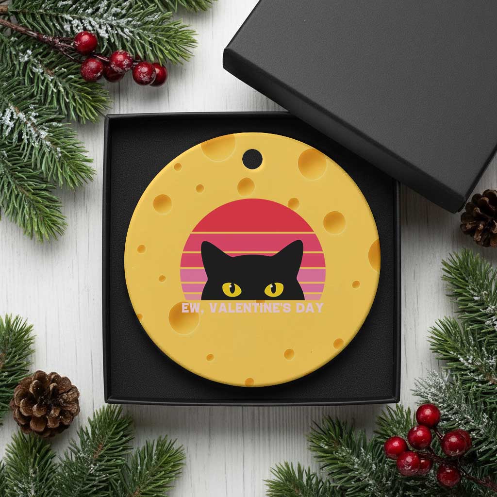 Funny Black Cat Anti Valentine Meme Ceramic Ornament TS14 1pc Yellow Cheese Print Your Wear