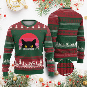 Funny Black Cat Anti Valentine Meme Ugly Christmas Sweater TS14 Red Green Print Your Wear
