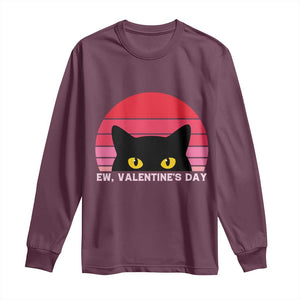 Funny Black Cat Anti Valentine Meme Long Sleeve Shirt TS14 Maroon Print Your Wear