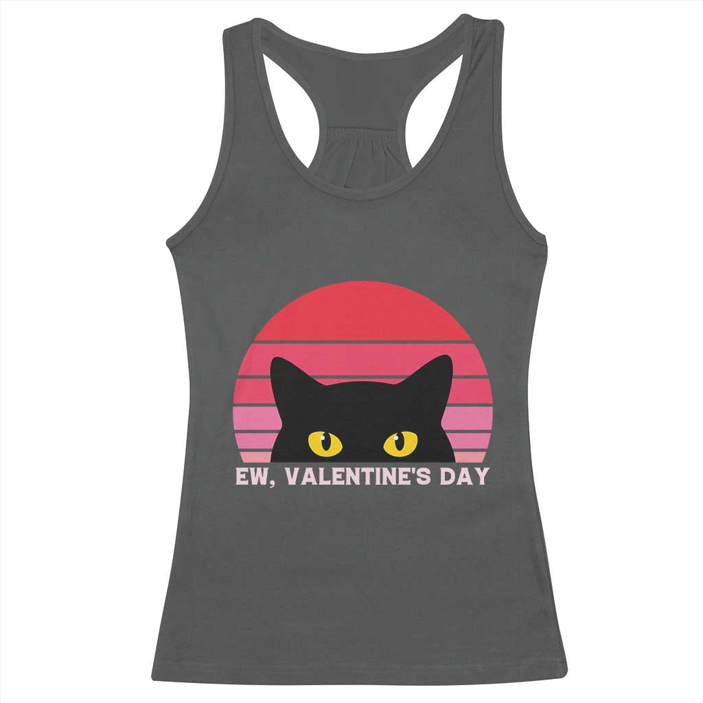 Funny Black Cat Anti Valentine Meme Racerback Tank Top TS14 Dark Heather Print Your Wear