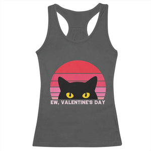 Funny Black Cat Anti Valentine Meme Racerback Tank Top TS14 Dark Heather Print Your Wear