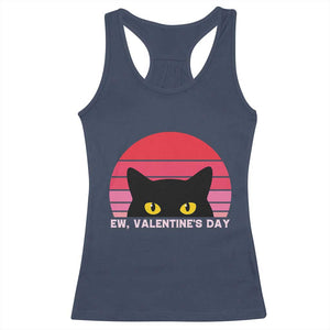Funny Black Cat Anti Valentine Meme Racerback Tank Top TS14 Navy Print Your Wear