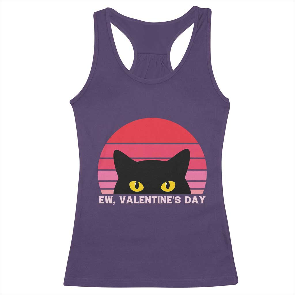 Funny Black Cat Anti Valentine Meme Racerback Tank Top TS14 Purple Print Your Wear