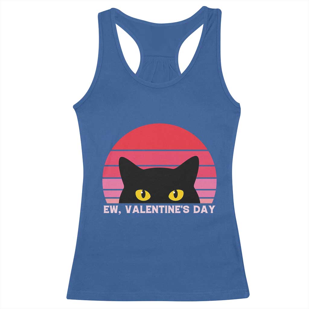Funny Black Cat Anti Valentine Meme Racerback Tank Top TS14 Royal Blue Print Your Wear