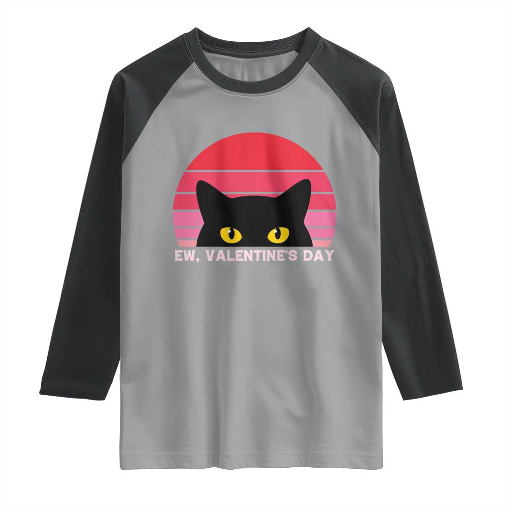 Funny Black Cat Anti Valentine Meme Raglan Shirt TS14 Sport Gray Black Print Your Wear
