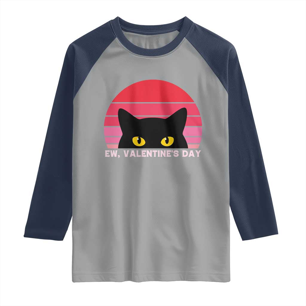Funny Black Cat Anti Valentine Meme Raglan Shirt TS14 Sport Gray Navy Print Your Wear