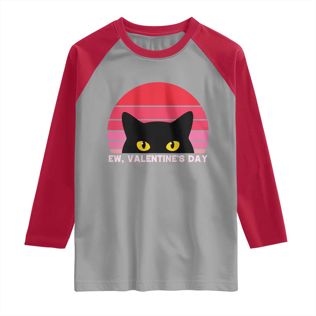 Funny Black Cat Anti Valentine Meme Raglan Shirt TS14 Sport Gray Red Print Your Wear