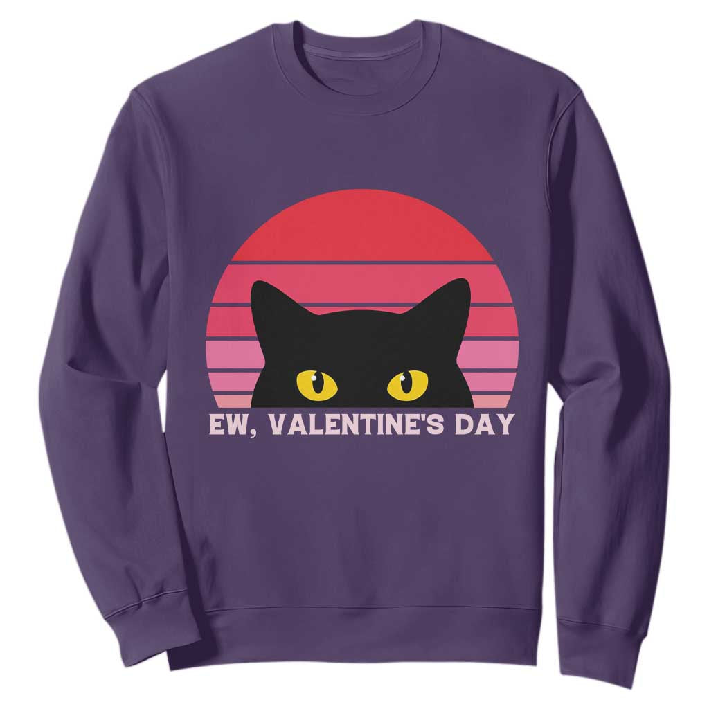 Funny Black Cat Anti Valentine Meme Sweatshirt TS14 Purple Print Your Wear