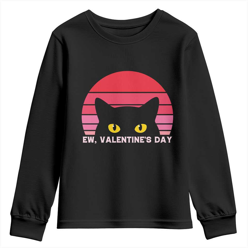 Funny Black Cat Anti Valentine Meme Youth Sweatshirt TS14 Black Print Your Wear