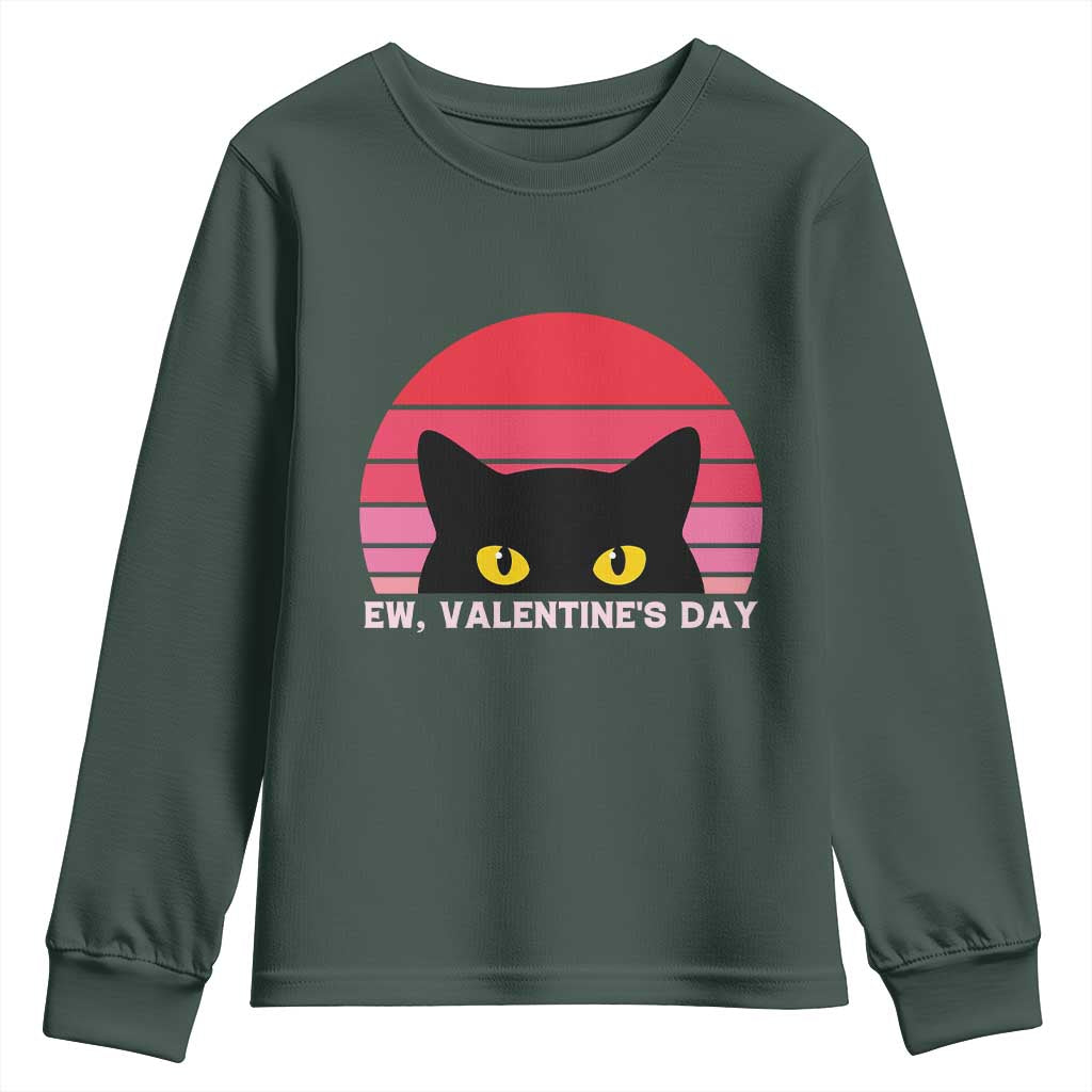 Funny Black Cat Anti Valentine Meme Youth Sweatshirt TS14 Dark Forest Green Print Your Wear