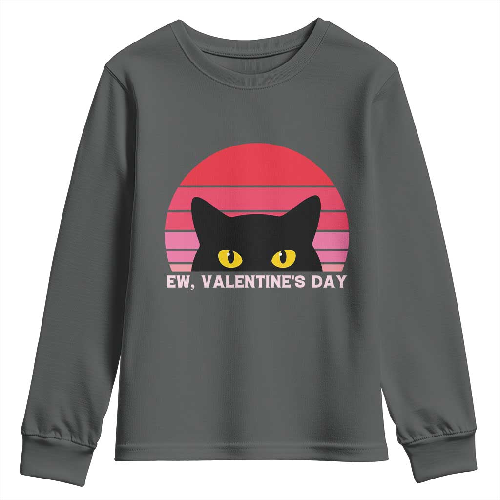 Funny Black Cat Anti Valentine Meme Youth Sweatshirt TS14 Dark Heather Print Your Wear