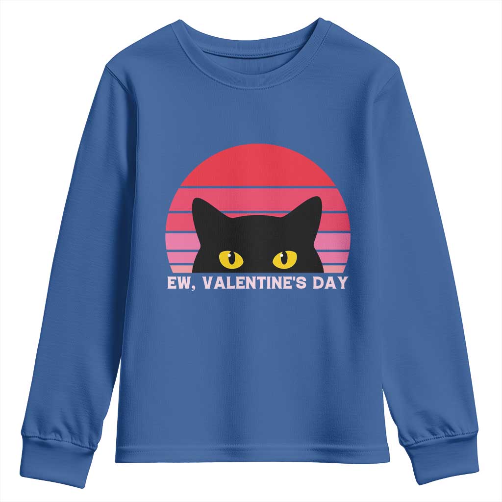 Funny Black Cat Anti Valentine Meme Youth Sweatshirt TS14 Royal Blue Print Your Wear