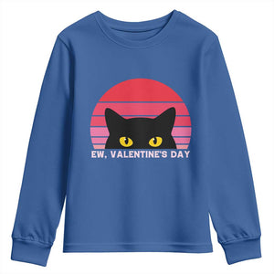 Funny Black Cat Anti Valentine Meme Youth Sweatshirt TS14 Royal Blue Print Your Wear