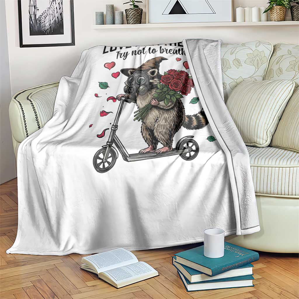 Funny Raccoon Scooter Anti Valentine Throw Blanket Love Is In The Air Try Not To Breathe TS14 Print Your Wear