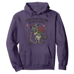 Funny Raccoon Scooter Anti Valentine Hoodie Love Is In The Air Try Not To Breathe TS14 Purple Print Your Wear