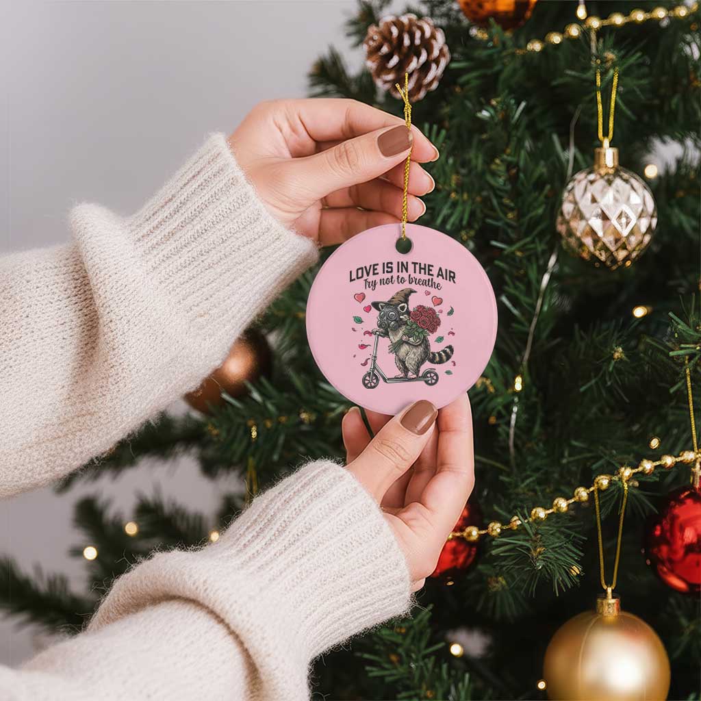 Funny Raccoon Scooter Anti Valentine Ceramic Ornament Love Is In The Air Try Not To Breathe TS14 1pc Light Pink Print Your Wear