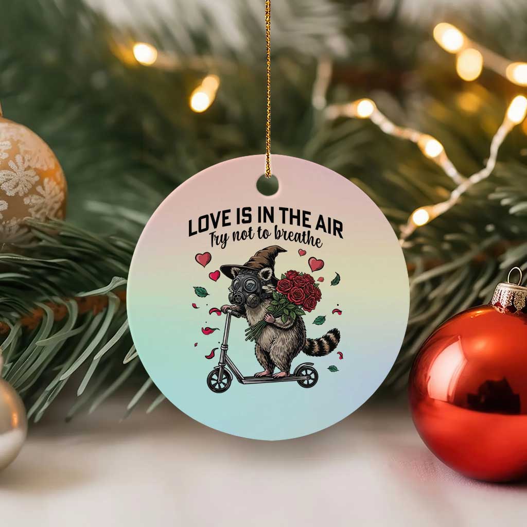 Funny Raccoon Scooter Anti Valentine Ceramic Ornament Love Is In The Air Try Not To Breathe TS14 1pc Pastel Print Your Wear