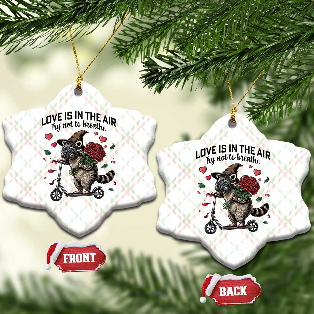 Funny Raccoon Scooter Anti Valentine Ceramic Ornament Love Is In The Air Try Not To Breathe TS14 Print Your Wear