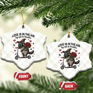 Funny Raccoon Scooter Anti Valentine Ceramic Ornament Love Is In The Air Try Not To Breathe TS14 Print Your Wear