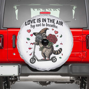 Funny Raccoon Scooter Anti Valentine Spare Tire Cover Love Is In The Air Try Not To Breathe TS14 White Print Your Wear
