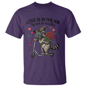 Funny Raccoon Scooter Anti Valentine T Shirt Love Is In The Air Try Not To Breathe TS14 Purple Print Your Wear