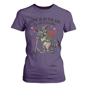Funny Raccoon Scooter Anti Valentine T Shirt For Women Love Is In The Air Try Not To Breathe TS14 Purple Print Your Wear