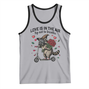 Funny Raccoon Scooter Anti Valentine Tank Top Love Is In The Air Try Not To Breathe TS14 Athletic Heather Black Print Your Wear