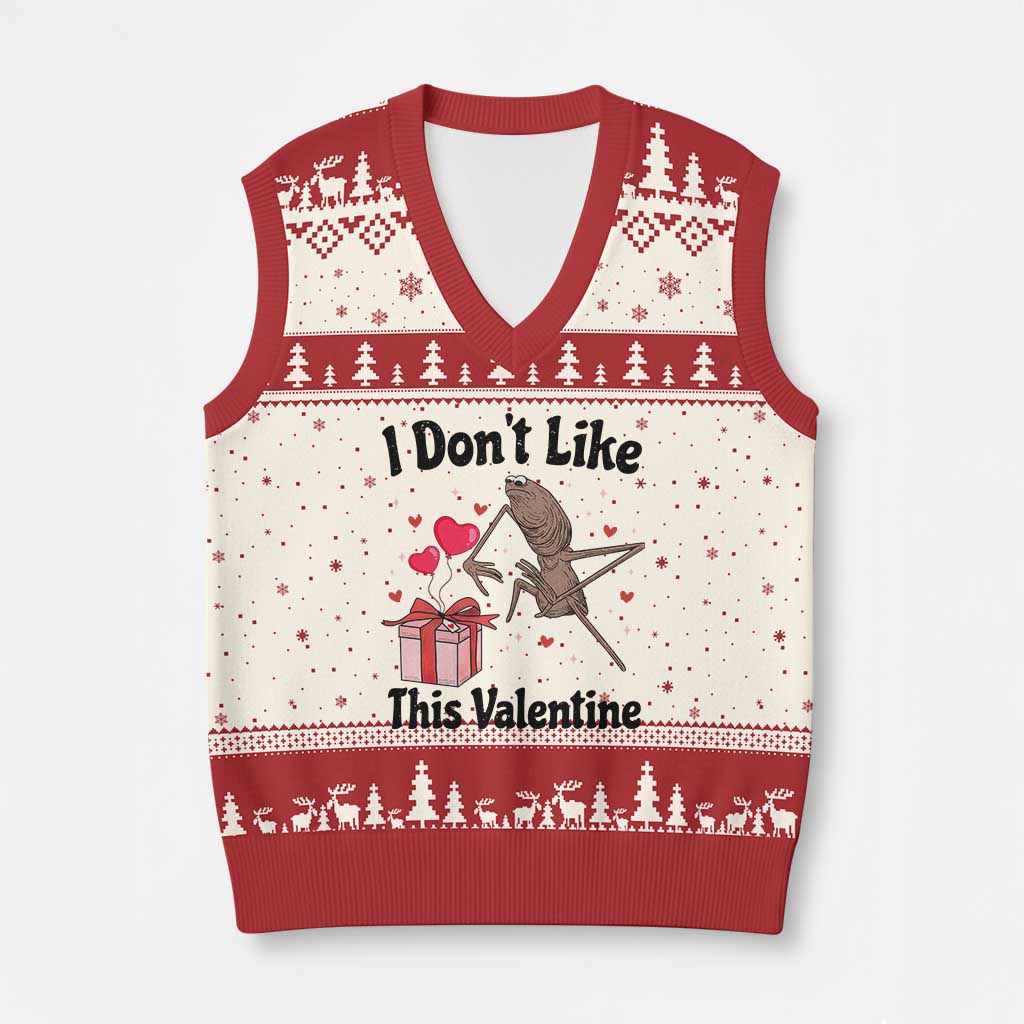 Marcus The Worm Meme V-Neck Knit Sweater Vest I Do Not Like This Valentine TS14 Beige Red Print Your Wear