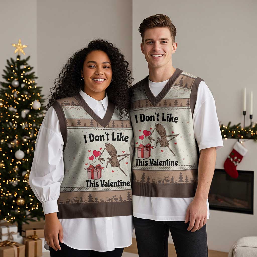 Marcus The Worm Meme V-Neck Knit Sweater Vest I Do Not Like This Valentine TS14 Mocha Mousse Print Your Wear