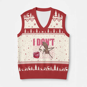 Marcus The Worm Funny Valentine Meme V-Neck Knit Sweater Vest I Don't Like This Valentine TS14 Beige Red Print Your Wear