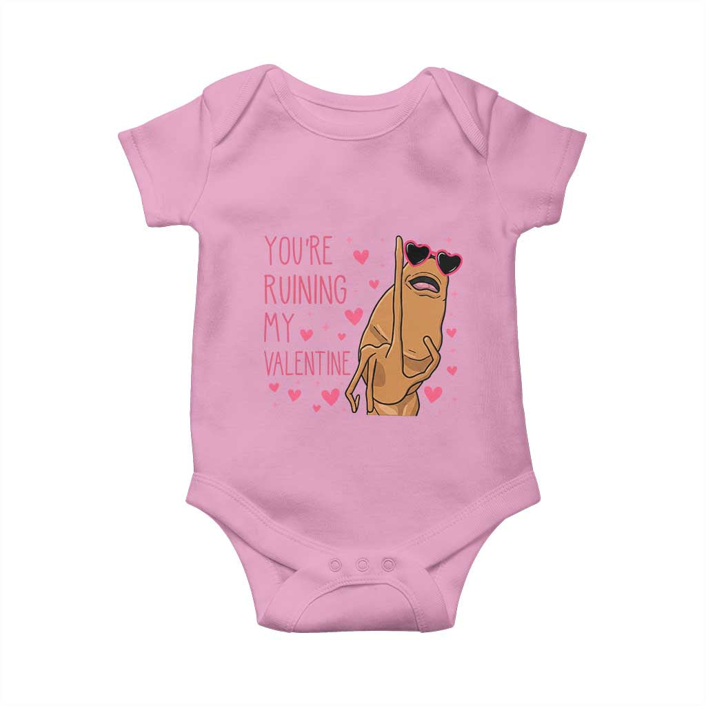 Marcus The Worm Meme Baby Onesie Funny Anti Valentines Day TS14 Light Pink Print Your Wear