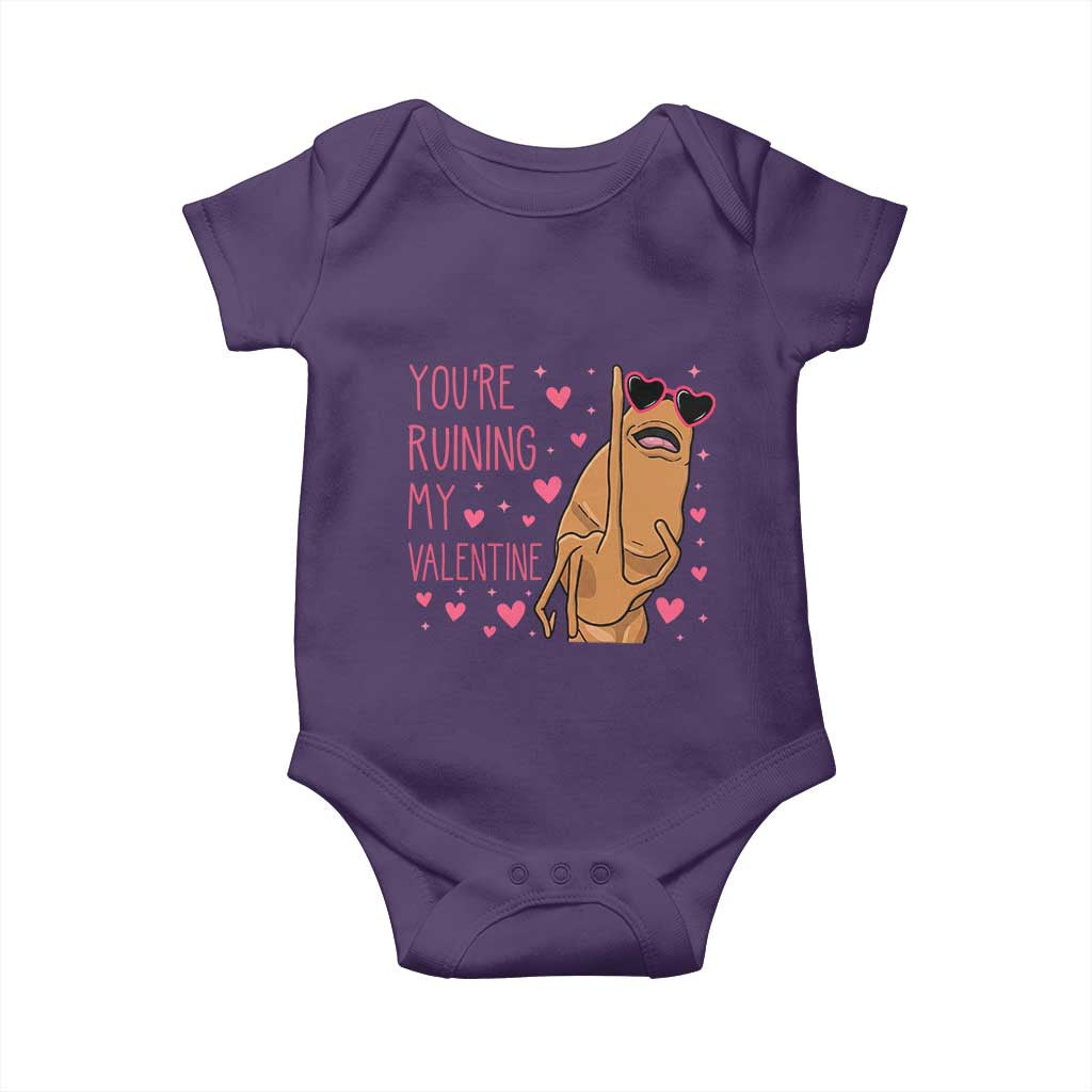 Marcus The Worm Meme Baby Onesie Funny Anti Valentines Day TS14 Purple Print Your Wear