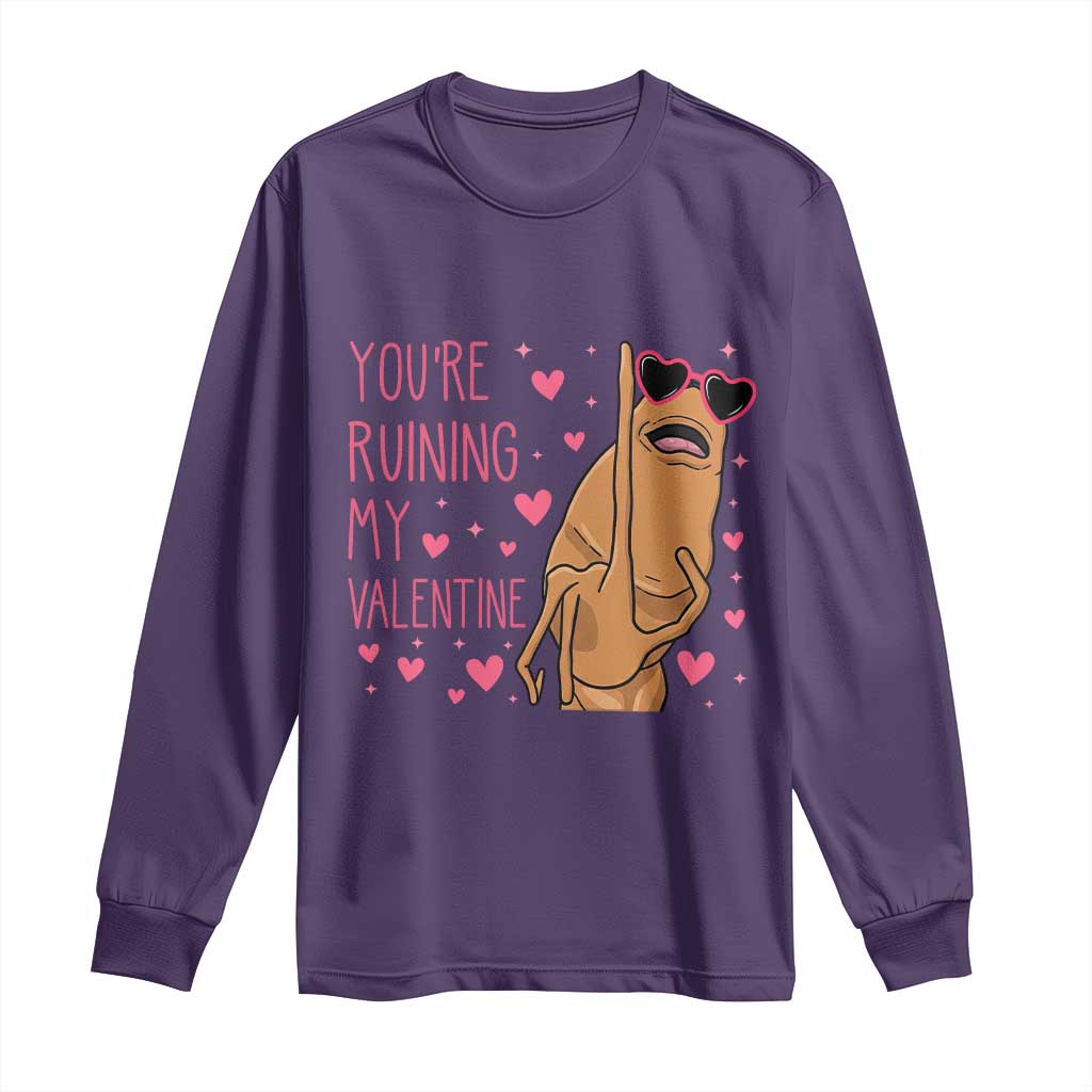 Marcus The Worm Meme Long Sleeve Shirt Funny Anti Valentines Day TS14 Purple Print Your Wear