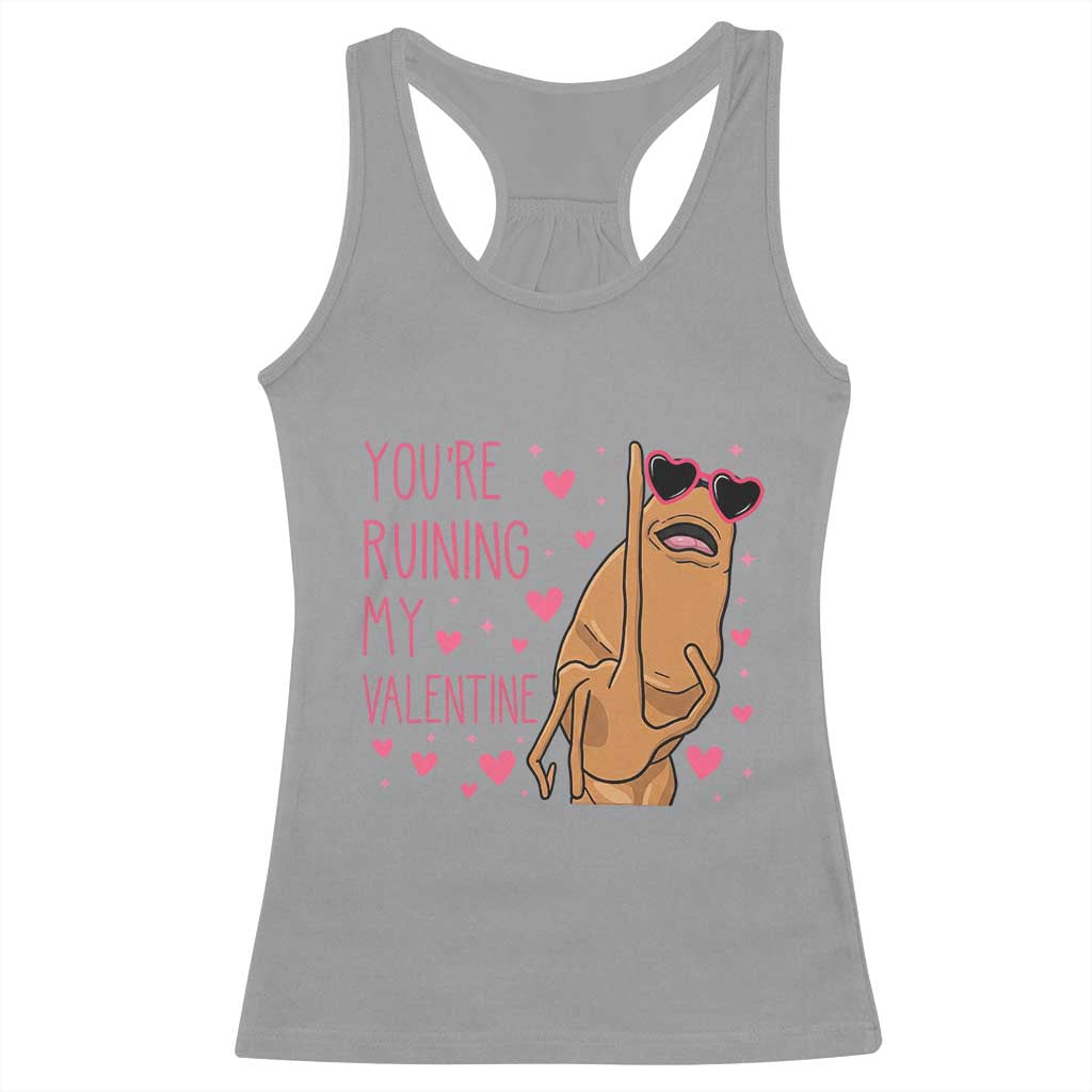 Marcus The Worm Meme Racerback Tank Top Funny Anti Valentines Day TS14 Sport Gray Print Your Wear